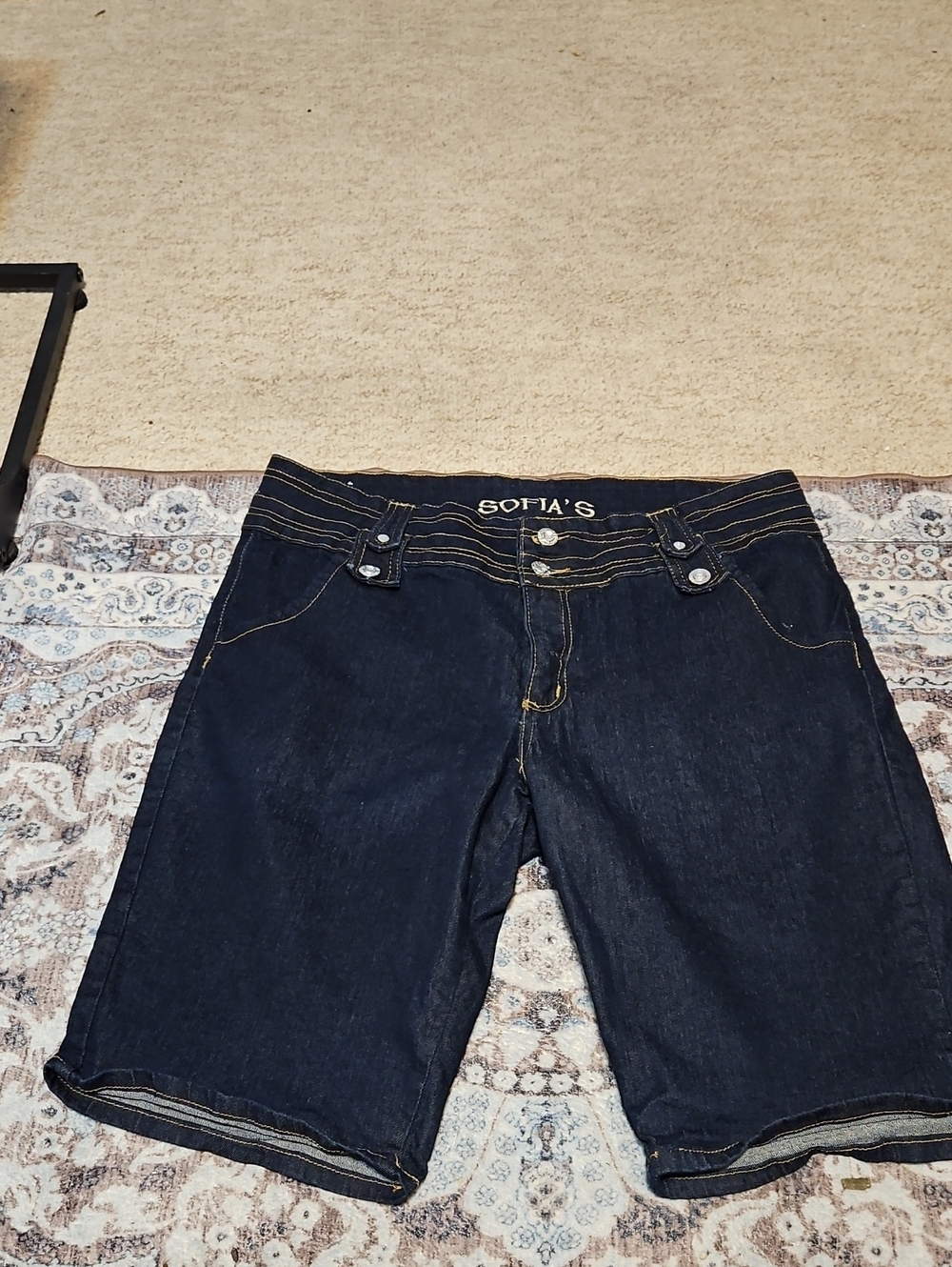 sofia by sofia vergara Navy Blue Denim Mid-Length Jean Shorts